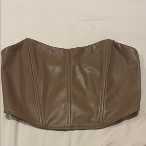 Brown Faux Leather Corset Top